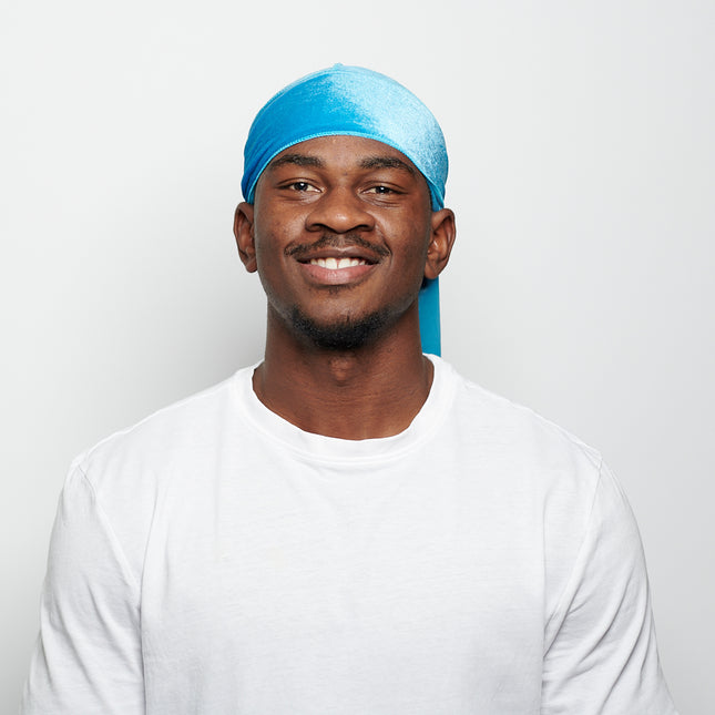 Durag en Velours Bleu Ciel