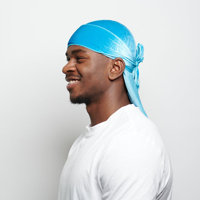 Durag en Velours Bleu Ciel