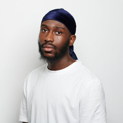 Durag en Velours Bleu