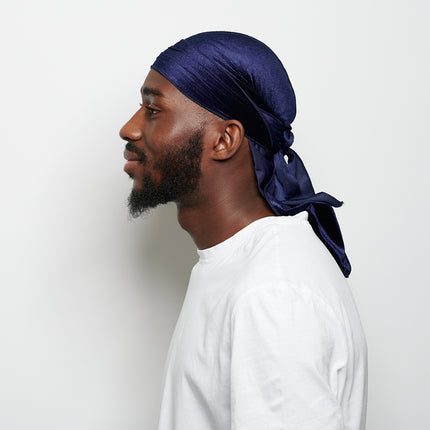 Durag en Velours Bleu