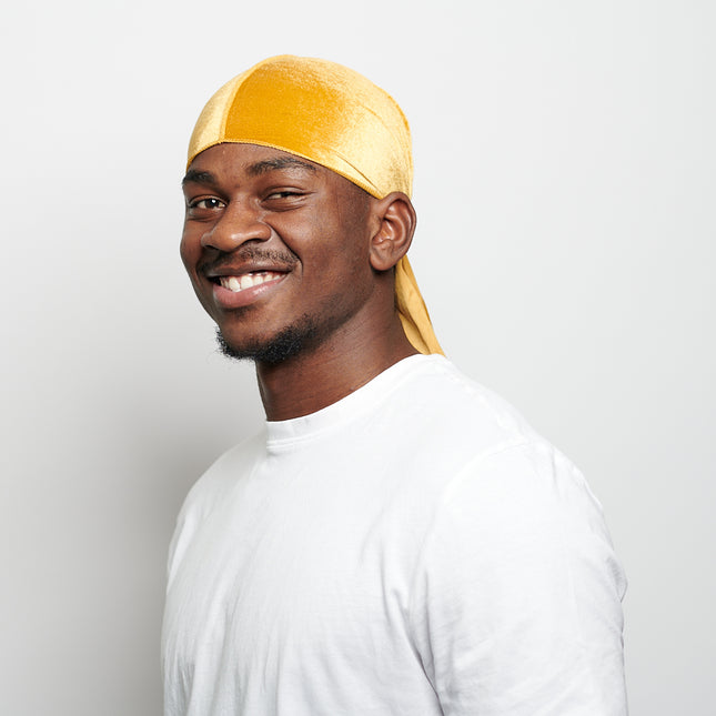 Durag en velours jaune