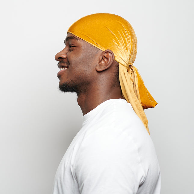 Durag en velours jaune camel