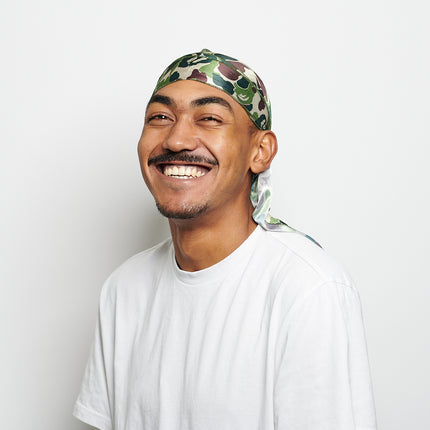 Durag en Satin Camouflage Vert