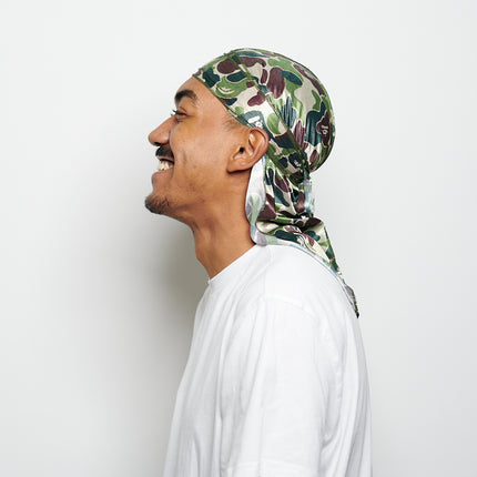 Durag en Satin Camouflage Vert
