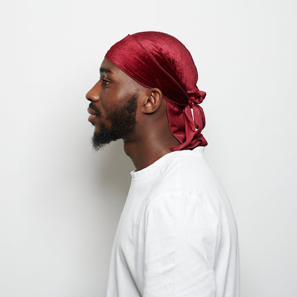 Durag en Velours Bordeaux