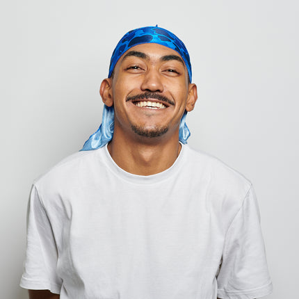 Durag en Satin Camouflage Bleu