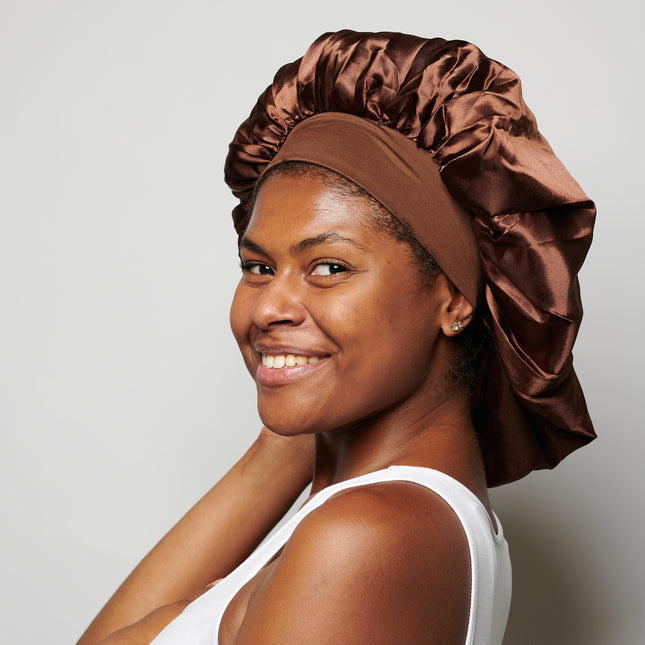 XL Brown Satin Bonnet
