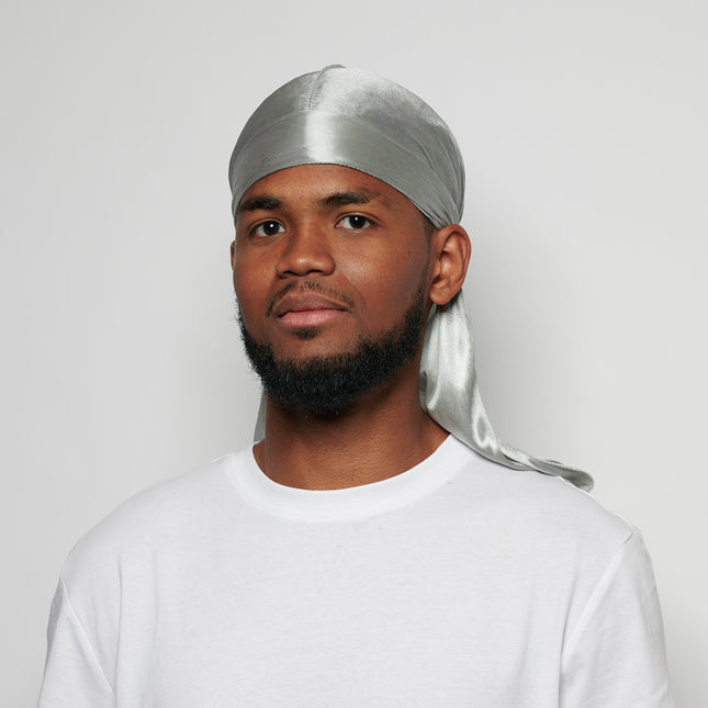 Durag de cetim cinza