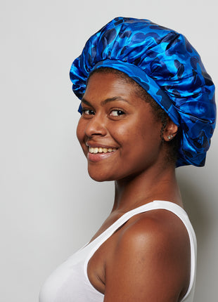 Bonnet en Satin Camouflage Bleu