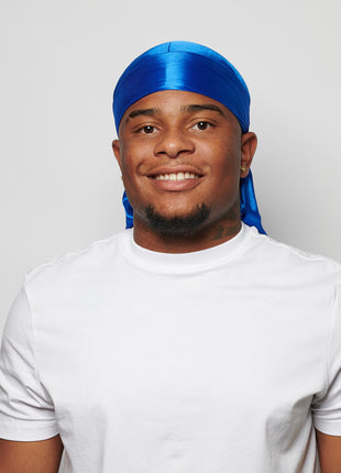 Durag en satin bleu