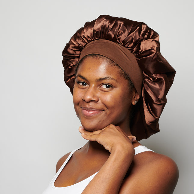 XL Brown Satin Bonnet