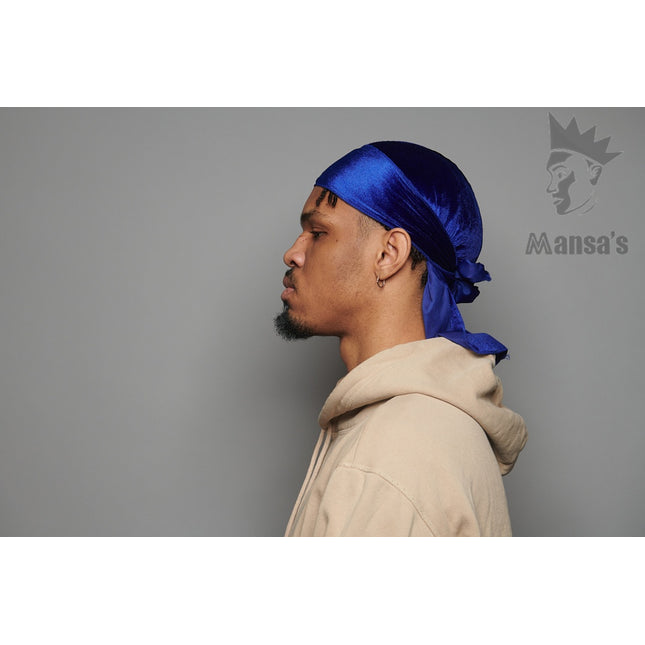 Durag en Velours Bleu de Mansa's Fashion & Clothing