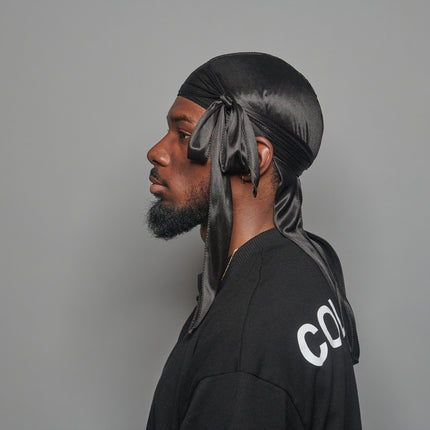 Cepillo de madera curvo para 360 Waves & Durag satinado negro