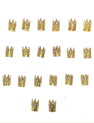 20 joyas "corona" para trenzas/rastas