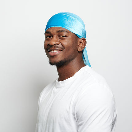Durag en Velours Bleu Ciel