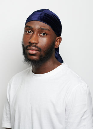Durag en Velours Bleu