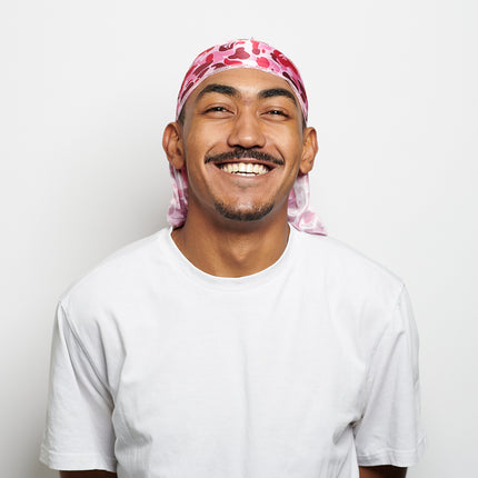 Durag en Satin Camouflage Rose et Violet