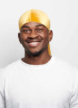 Durag en velours jaune 