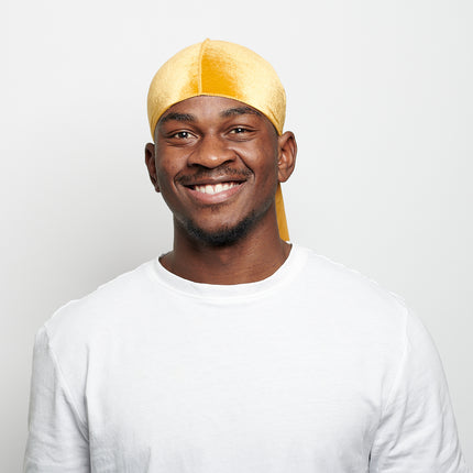 Durag en velours jaune 