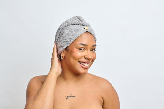 MANSA'S Serviette Turban Microfibre Gris