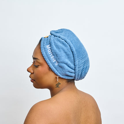 MANSA'S Serviette Turban Microfibre Bleu