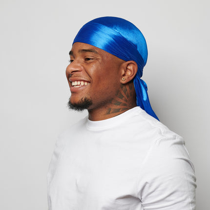 Durag en satin bleu