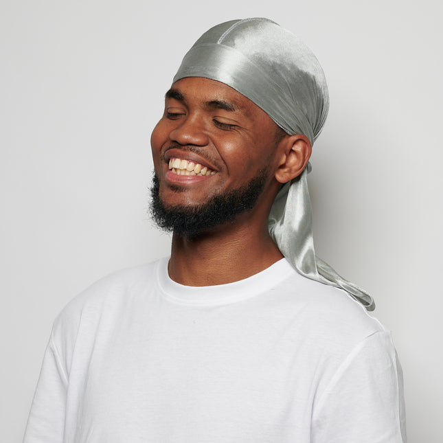 Durag de cetim cinza