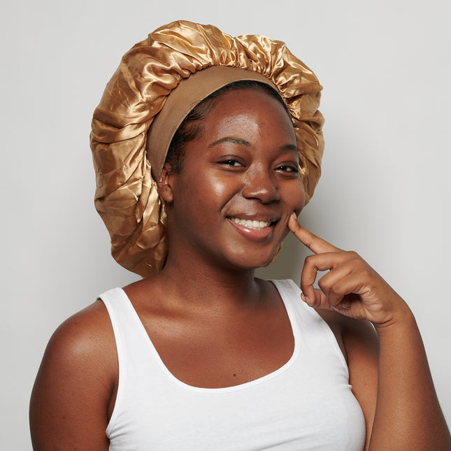 XL Bonnet in Gold Satin
