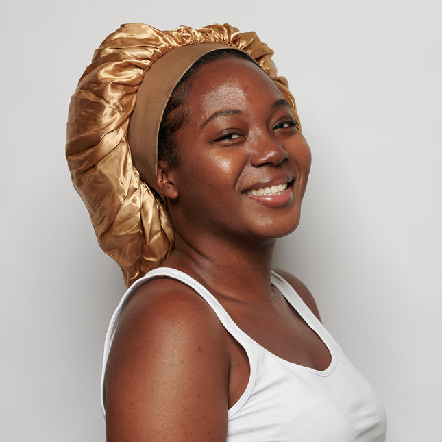 XL Bonnet in Gold Satin