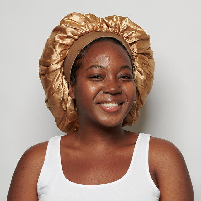 XL Bonnet in Gold Satin