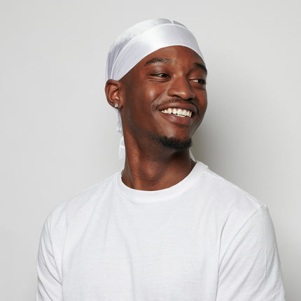 Durag en satin blanc