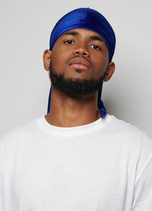 Durag en velours bleu