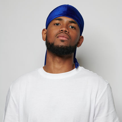 Durag en velours bleu