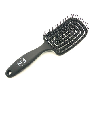 Brosse à cheveux noir incurvée pour coiffage démêlage et bouclage 