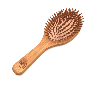 Brosse à cheveux en bois bambou antistatique pour cheveux bouclés lissés frissés et ondulés